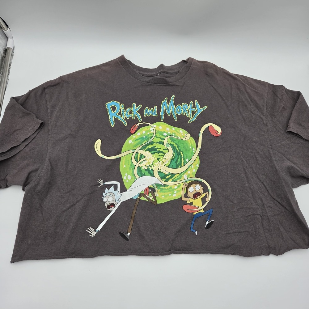 Rick and Morty Adult Swim Cropped Graphic T-Shirt Women's Size: 2X